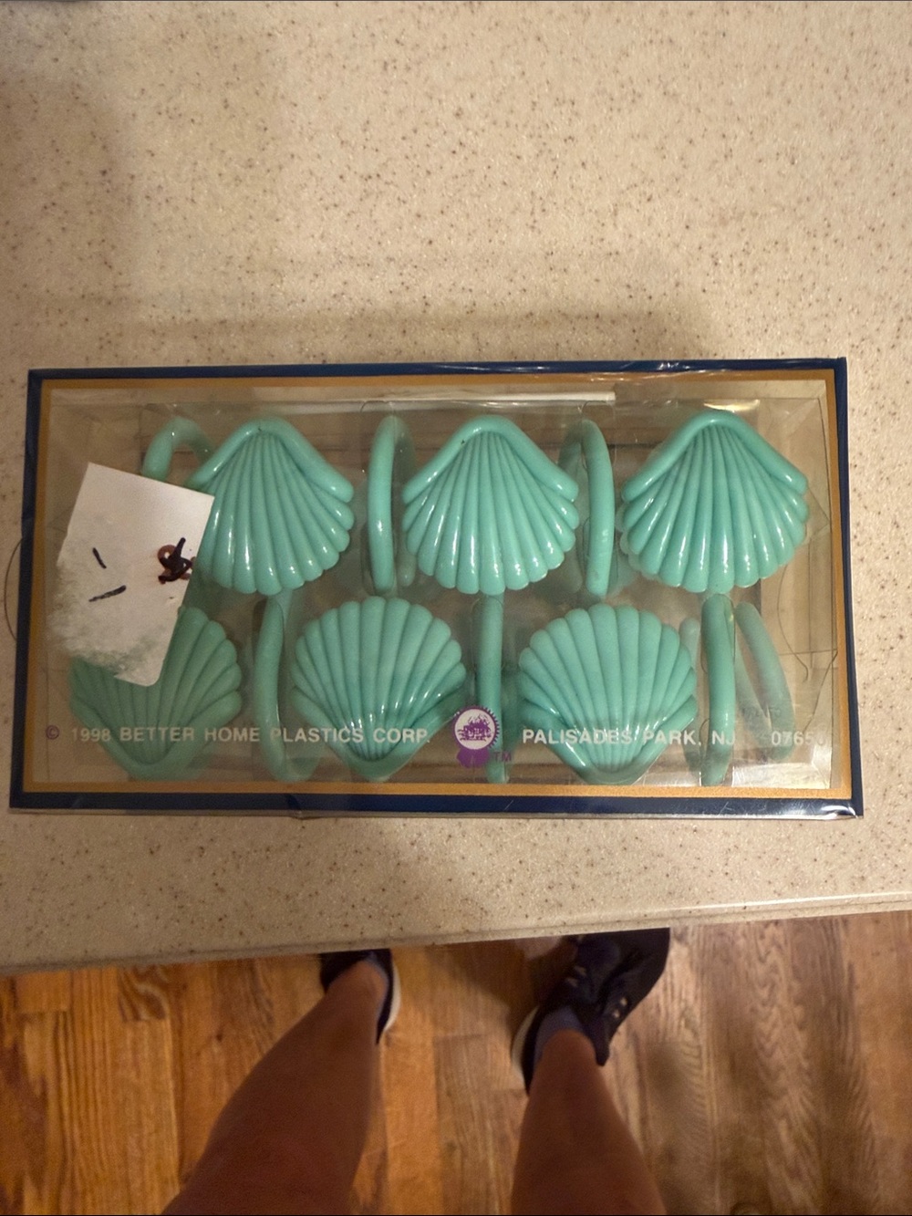Seashell Shower Curtain Rings - Aqua Set of 8